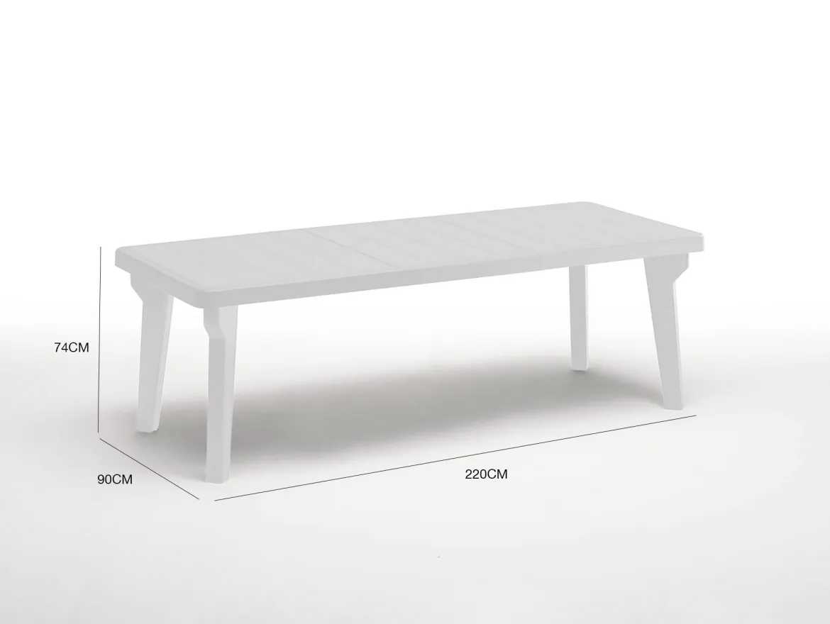 Tavolo da giardino allungabile 8-10 posti 160/220x90cm bianco - Anatre