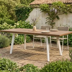 Tavolo da giardino allungabile 8-10 posti 162/241x100cm bianco e tortora - Quispamsis