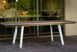 Tavolo da giardino allungabile 8-10 posti 162/241x100cm bianco e tortora - Quispamsis