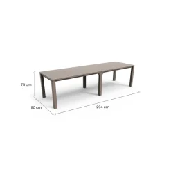 Tavolo da giardino allungabile 8-12 posti 147/294x90cm tortora - Brossard