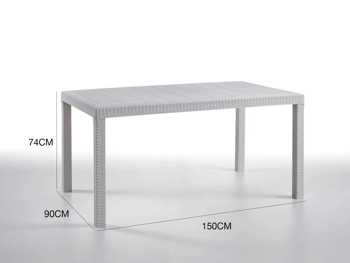 Tavolo da giardino effetto rattan 10 posti 150x90cm bianco - Adila