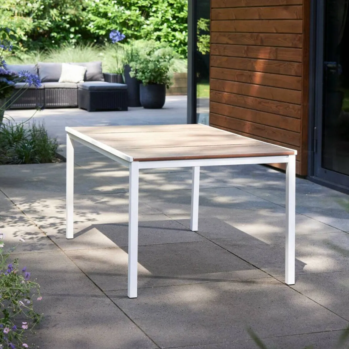 Tavolo da giardino 6 posti 159x95cm rovere e bianco - Sarnia