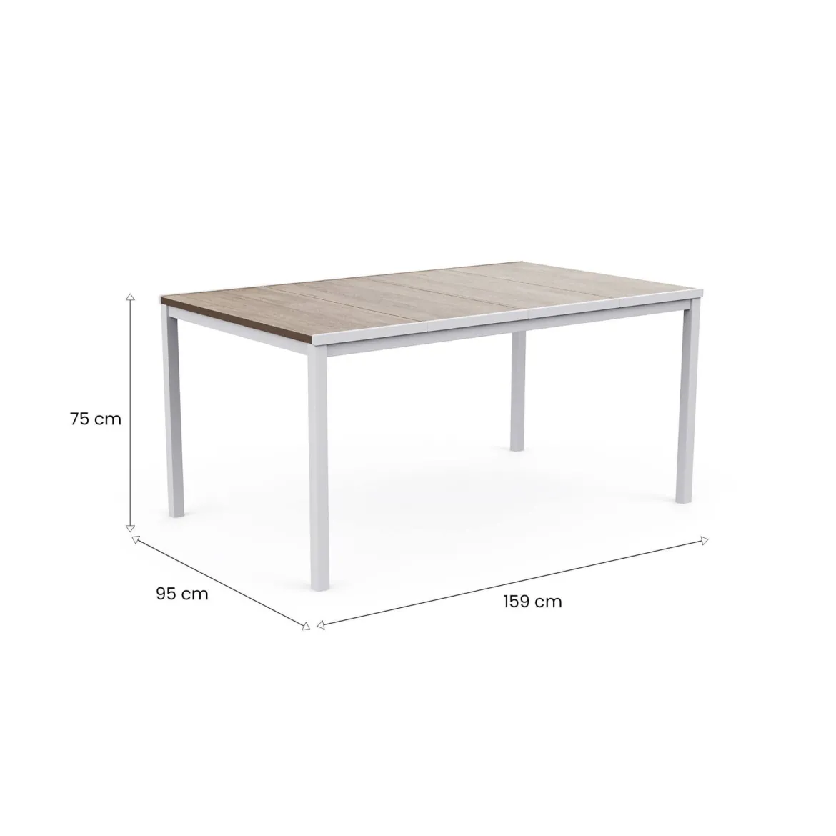Tavolo da giardino 6 posti 159x95cm rovere e bianco - Sarnia