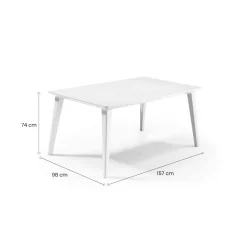 Tavolo da terrazza 6 posti 157x98cm bianco - Brockville