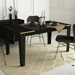 Tavolo elegante rettangolare 8 posti nero e oro 145x85cm - Asciano