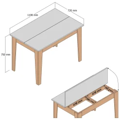 Tavolo Fisso Beige Marmo 6 Posti Forma Rettangolare 110x72x75h cm, Peso Supportato 120 kg - Zane