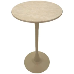 Tavolo Fisso Bianco Crema 2 Posti Forma Rotondo 60x60x106h cm, Sfumatura Colore Struttura Crema - Leh