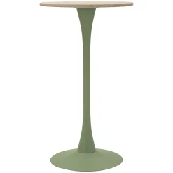 Tavolo Fisso Bianco Crema Verde 2 Posti Forma Rotondo 60x60x106h cm, Sfumatura Colore Struttura Crema - Leh