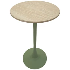 Tavolo Fisso Bianco Crema Verde 2 Posti Forma Rotondo 60x60x106h cm, Sfumatura Colore Struttura Crema - Leh