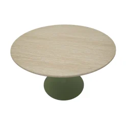 Tavolo Fisso Bianco Crema Verde 4 Posti Forma Rotondo 120x120x76h cm, Sfumatura Colore Struttura Crema - Coober