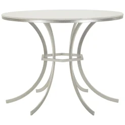 Tavolo Fisso Bianco Marmo Argento 2 Posti Piano Effetto Marmo 100x100x77h cm, Forma Rotondo - Otmar