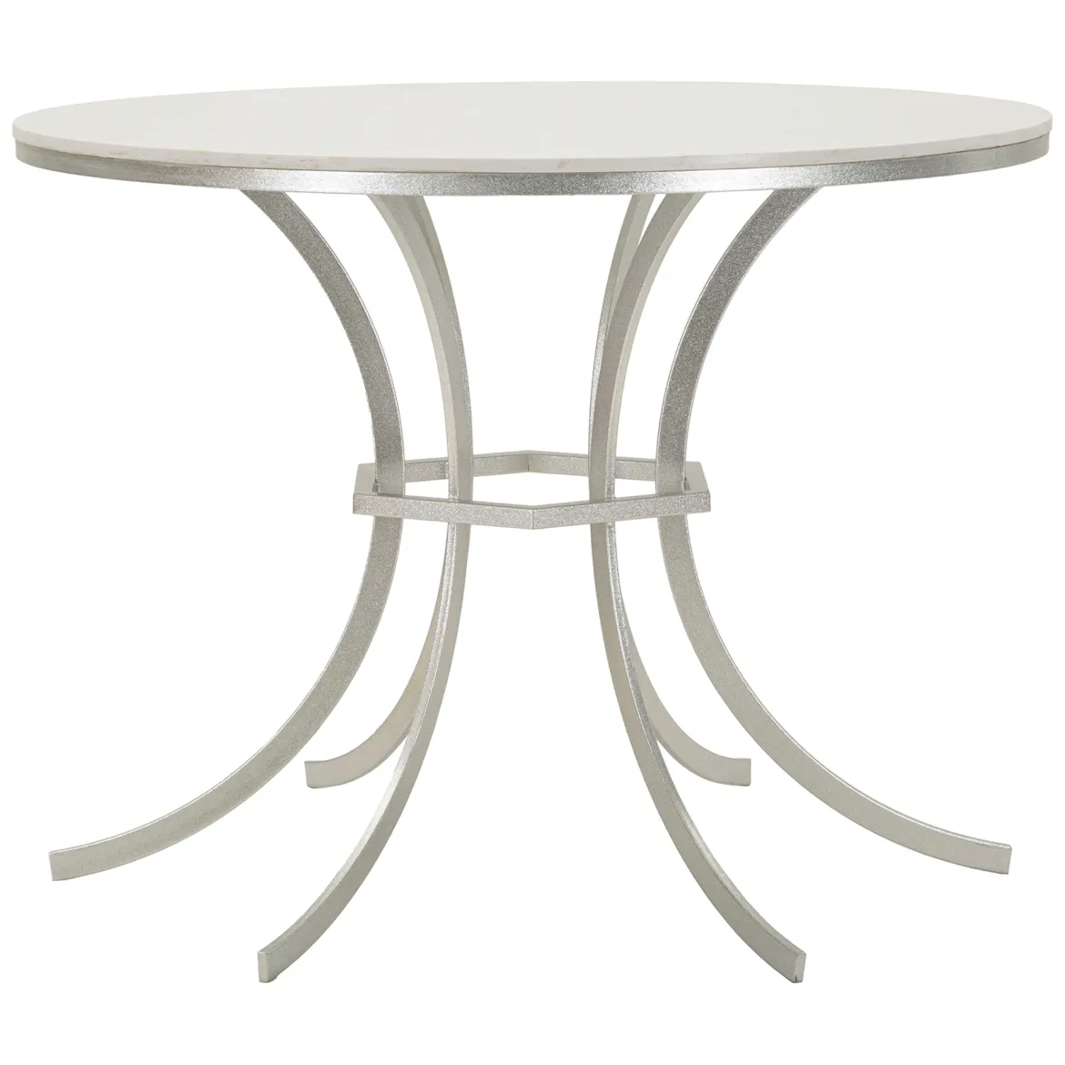 Tavolo Fisso Bianco Marmo Argento 2 Posti Piano Effetto Marmo 100x100x77h cm, Forma Rotondo - Otmar