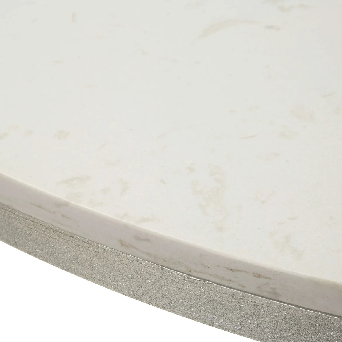 Tavolo Fisso Bianco Marmo Argento 2 Posti Piano Effetto Marmo 100x100x77h cm, Forma Rotondo - Otmar