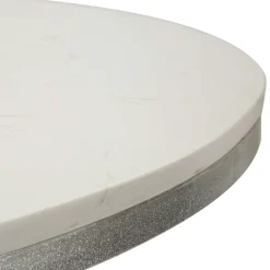Tavolo Fisso Bianco Marmo Argento 2 Posti Piano Effetto Marmo 100x100x77h cm, Forma Rotondo - Otmar