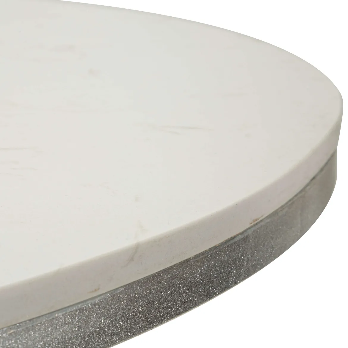Tavolo Fisso Bianco Marmo Argento 2 Posti Piano Effetto Marmo 100x100x77h cm, Forma Rotondo - Otmar