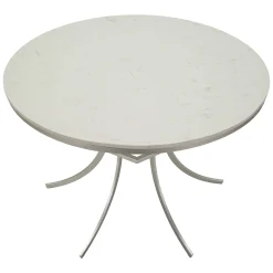 Tavolo Fisso Bianco Marmo Argento 2 Posti Piano Effetto Marmo 100x100x77h cm, Forma Rotondo - Otmar