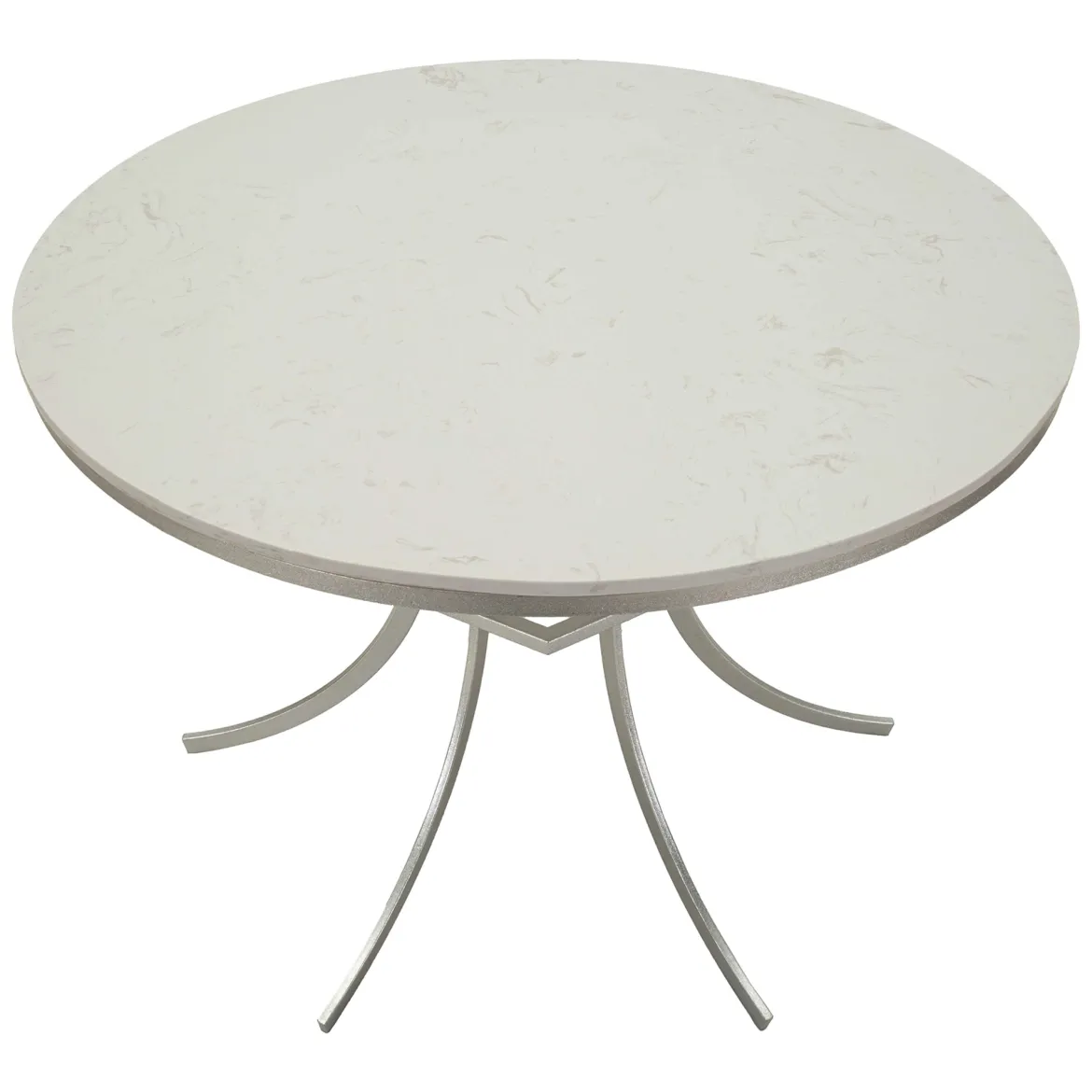 Tavolo Fisso Bianco Marmo Argento 2 Posti Piano Effetto Marmo 100x100x77h cm, Forma Rotondo - Otmar