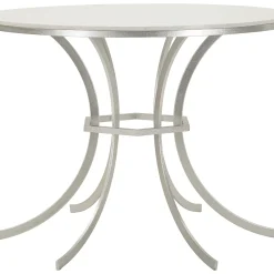 Tavolo Fisso Bianco Marmo Argento 2 Posti Piano Effetto Marmo 100x100x77h cm, Forma Rotondo - Otmar