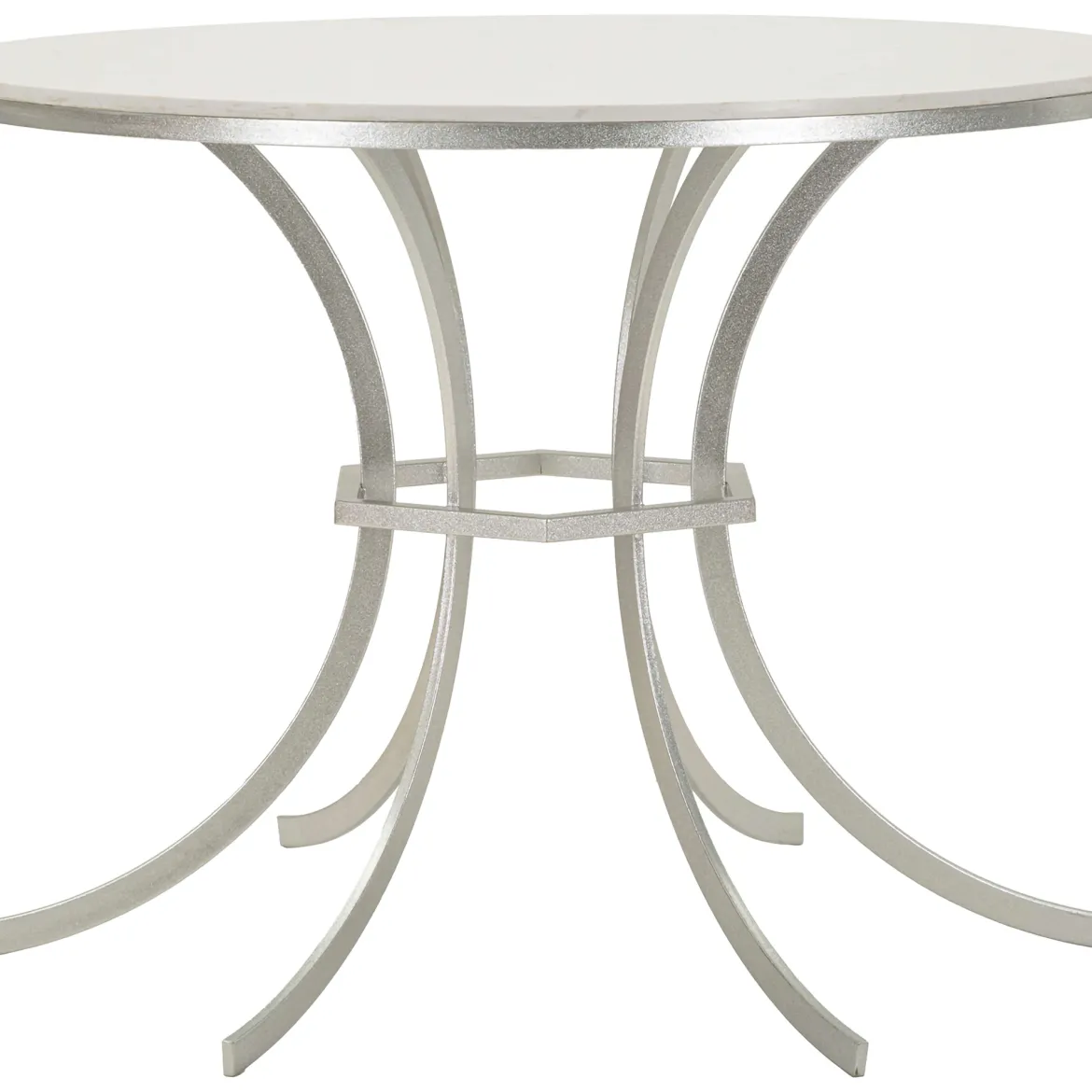 Tavolo Fisso Bianco Marmo Argento 2 Posti Piano Effetto Marmo 100x100x77h cm, Forma Rotondo - Otmar