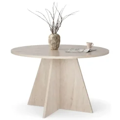 Tavolo Fisso Bianco Marmo 4 Posti Forma Rotondo 120x120x75h cm, Peso Supportato 60 kg - Racale