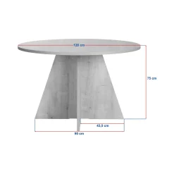 Tavolo Fisso Bianco Marmo 4 Posti Forma Rotondo 120x120x75h cm, Peso Supportato 60 kg - Racale