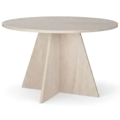 Tavolo Fisso Bianco Marmo 4 Posti Forma Rotondo 120x120x75h cm, Peso Supportato 60 kg - Racale