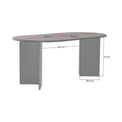 Tavolo Fisso Bianco Marmo 6 Posti Forma Ovale 180x89.5x75h cm, Peso Supportato 70 kg - Monterano