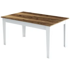 Tavolo Fisso Bianco Marrone Noce 6 Posti Forma Rettangolare 145x88x75h cm, Peso Supportato 120 kg - Sicura