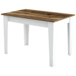 Tavolo Fisso Bianco Marrone 6 Posti Forma Rettangolare 110x72x75h cm, Peso Supportato 120 kg - Zane