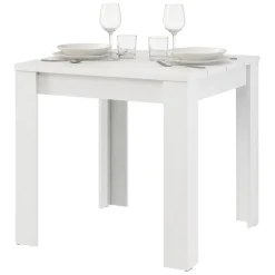 Tavolo Fisso Bianco Opaco 4 Posti Ripiano Effetto Dogato 80x80x76h cm, Forma Quadrato - Trosa