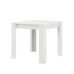 Tavolo Fisso Bianco Opaco 4 Posti Ripiano Effetto Dogato 80x80x76h cm, Forma Quadrato - Trosa