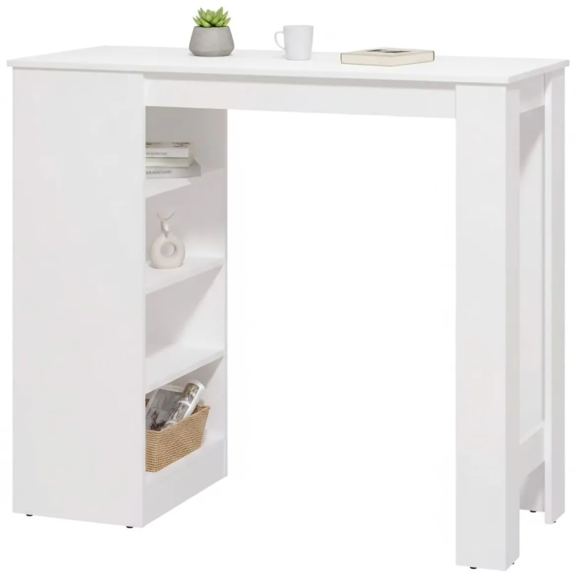 Tavolo Fisso Bianco 2 Posti Forma Rettangolare 120x50x105h cm, Materiale Piano in Legno Nobilitato - Sedriano