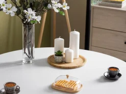 Tavolo Fisso Bianco 4 Posti Forma Rotondo 106.5x106.5x76.5h cm, Materiale Piano in Legno Nobilitato - Gorlago