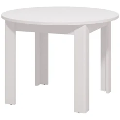 Tavolo Fisso Bianco 4 Posti Forma Rotondo 106.5x106.5x76.5h cm, Materiale Piano in Legno Nobilitato - Gorlago