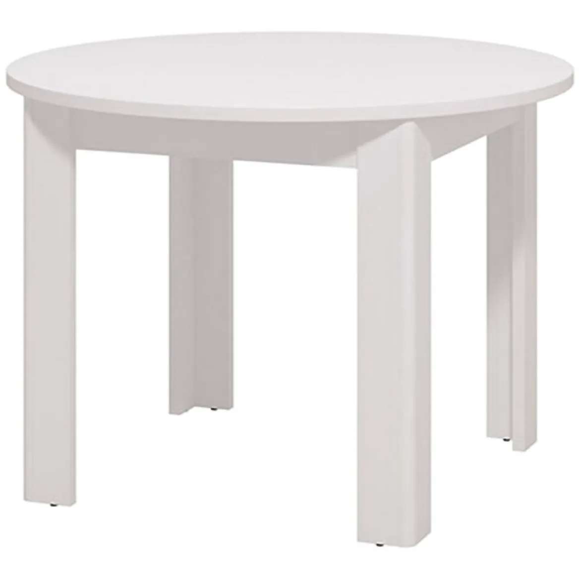 Tavolo Fisso Bianco 4 Posti Forma Rotondo 106.5x106.5x76.5h cm, Materiale Piano in Legno Nobilitato - Gorlago
