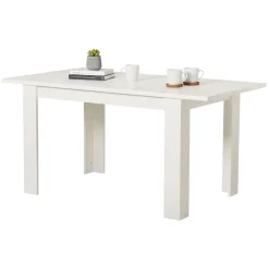 Tavolo Fisso Bianco 6 Posti Forma Rettangolare 120x80x74.5h cm, Materiale Piano in Legno Nobilitato - Uscio