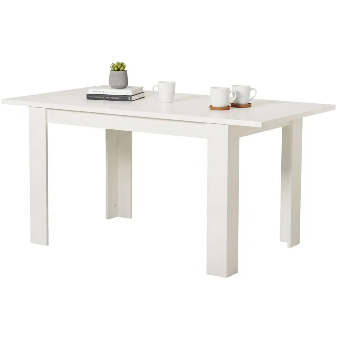 Tavolo Fisso Bianco 6 Posti Forma Rettangolare 120x80x74.5h cm, Materiale Piano in Legno Nobilitato - Uscio