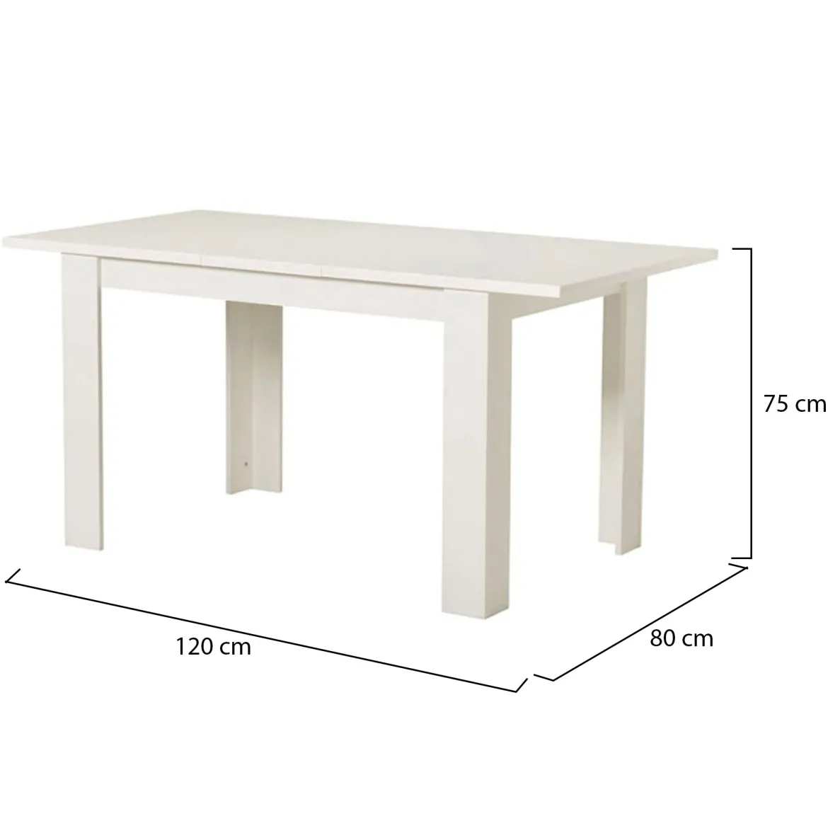 Tavolo Fisso Bianco 6 Posti Forma Rettangolare 120x80x74.5h cm, Materiale Piano in Legno Nobilitato - Uscio