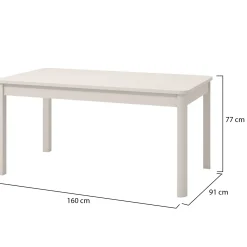 Tavolo Fisso Bianco 6 Posti Forma Rettangolare 160x90.5x76.5h cm, Materiale Piano in Legno Nobilitato - Tonara