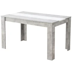 Tavolo Fisso Grigio Cemento Bianco 6 Posti Forma Rettangolare 135x80.5x74.5h cm, Colore Struttura Bianco - Simala