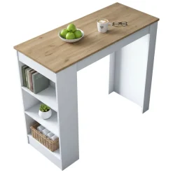 Tavolo Fisso Marrone Noce Bianco 2 Posti 120x50x100h cm, Forma Rettangolare - Assan