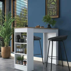 Tavolo Fisso Marrone Noce Bianco 2 Posti 120x50x100h cm, Forma Rettangolare - Assan