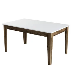 Tavolo Fisso Marrone Noce Bianco 6 Posti Forma Rettangolare 145x88x75h cm, Peso Supportato 120 kg - Viverone