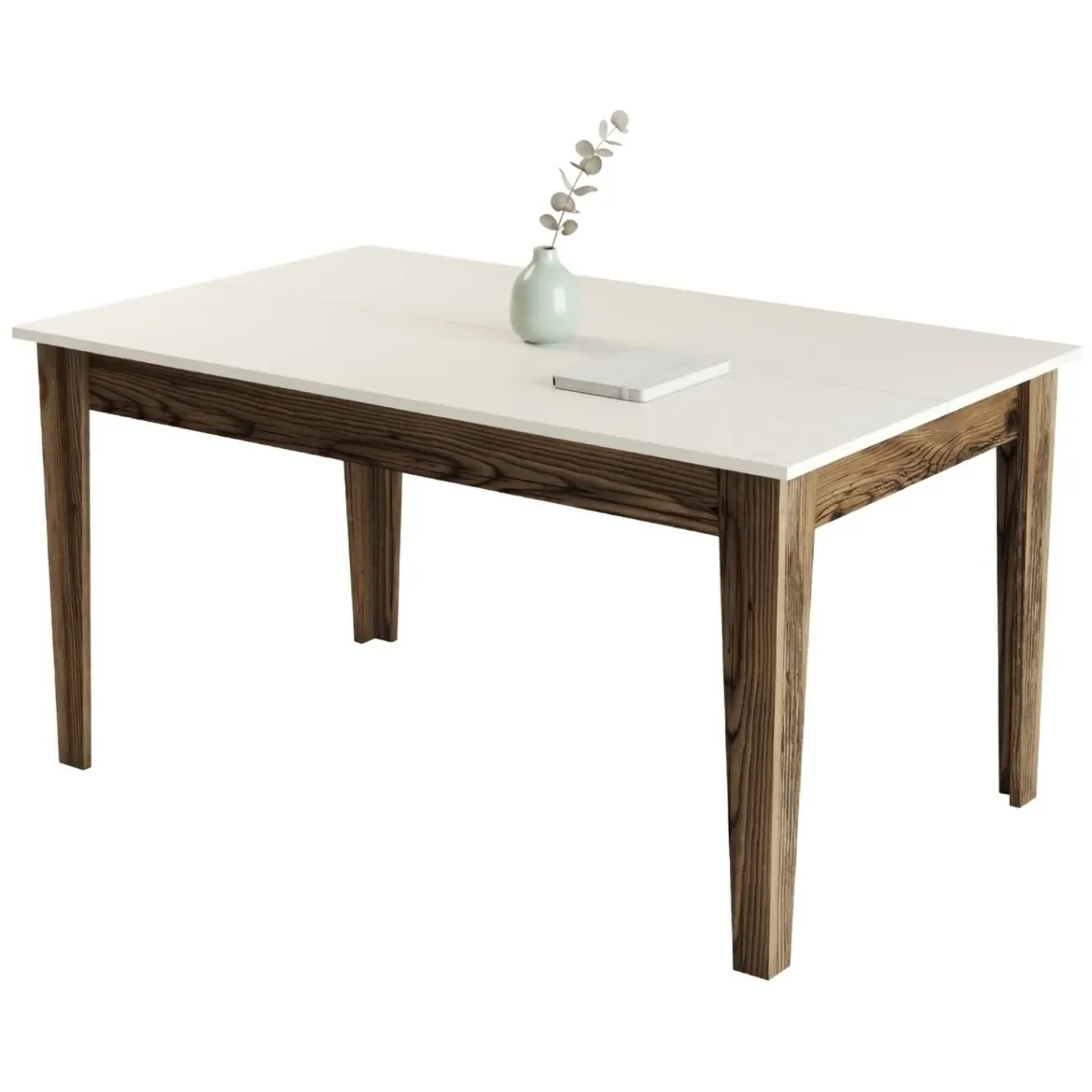 Tavolo Fisso Marrone Noce Bianco Marmo 6 Posti Forma Rettangolare 110x72x75h cm, Peso Supportato 120 kg - Madone
