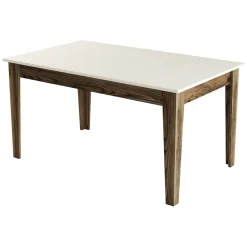 Tavolo Fisso Marrone Noce Bianco Marmo 6 Posti Forma Rettangolare 110x72x75h cm, Peso Supportato 120 kg - Madone