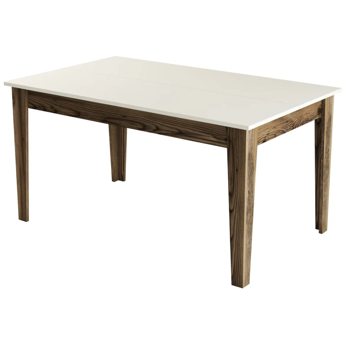 Tavolo Fisso Marrone Noce Bianco Marmo 6 Posti Forma Rettangolare 110x72x75h cm, Peso Supportato 120 kg - Madone
