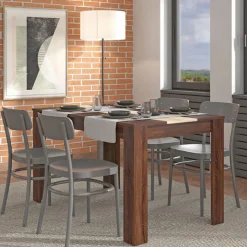 Tavolo Fisso Marrone Noce Marrone Rovere 6 Posti Forma Rettangolare 135x80.5x74.5h cm, Colore Ripiano Marrone - Simala