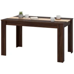 Tavolo Fisso Marrone Noce Marrone Rovere 6 Posti Forma Rettangolare 135x80.5x74.5h cm, Colore Ripiano Marrone - Simala
