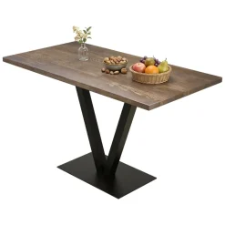Tavolo Fisso Marrone Noce Nero 6 Posti Forma Rettangolare 125x66x77h cm, Peso Supportato 100 kg - Vadena