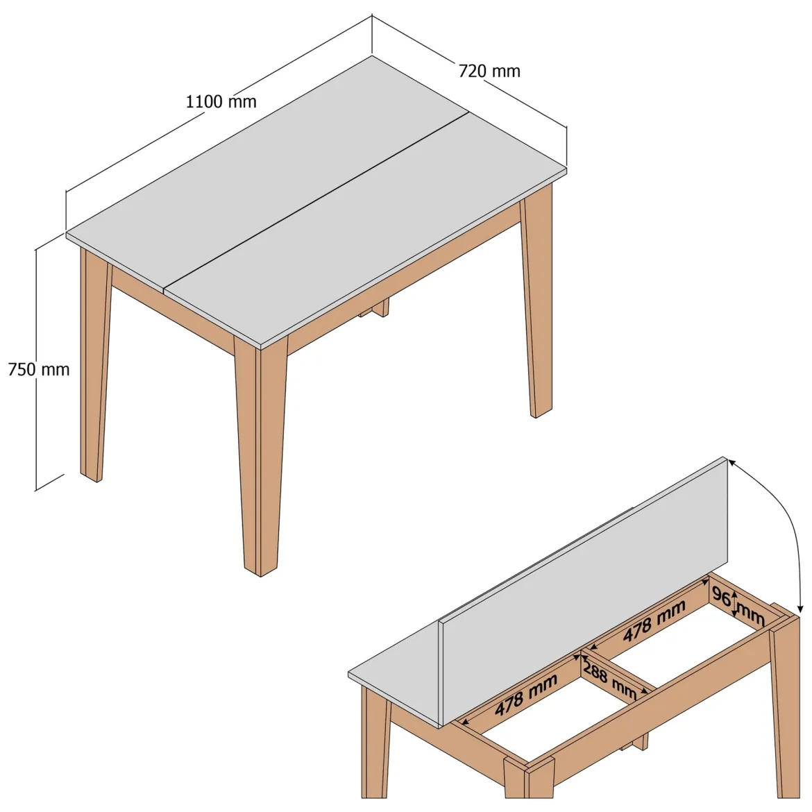Tavolo Fisso Marrone Noce Nero Marmo 6 Posti Forma Rettangolare 145x88x75h cm, Peso Supportato 120 kg - Viverone